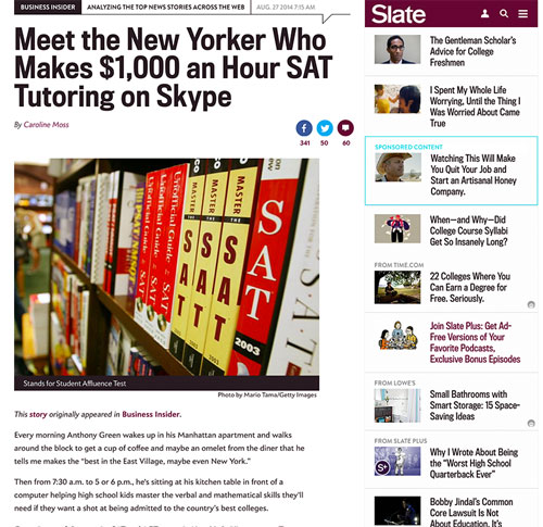 Slate Magazine features Anthony-James Green, America's best SAT Tutor