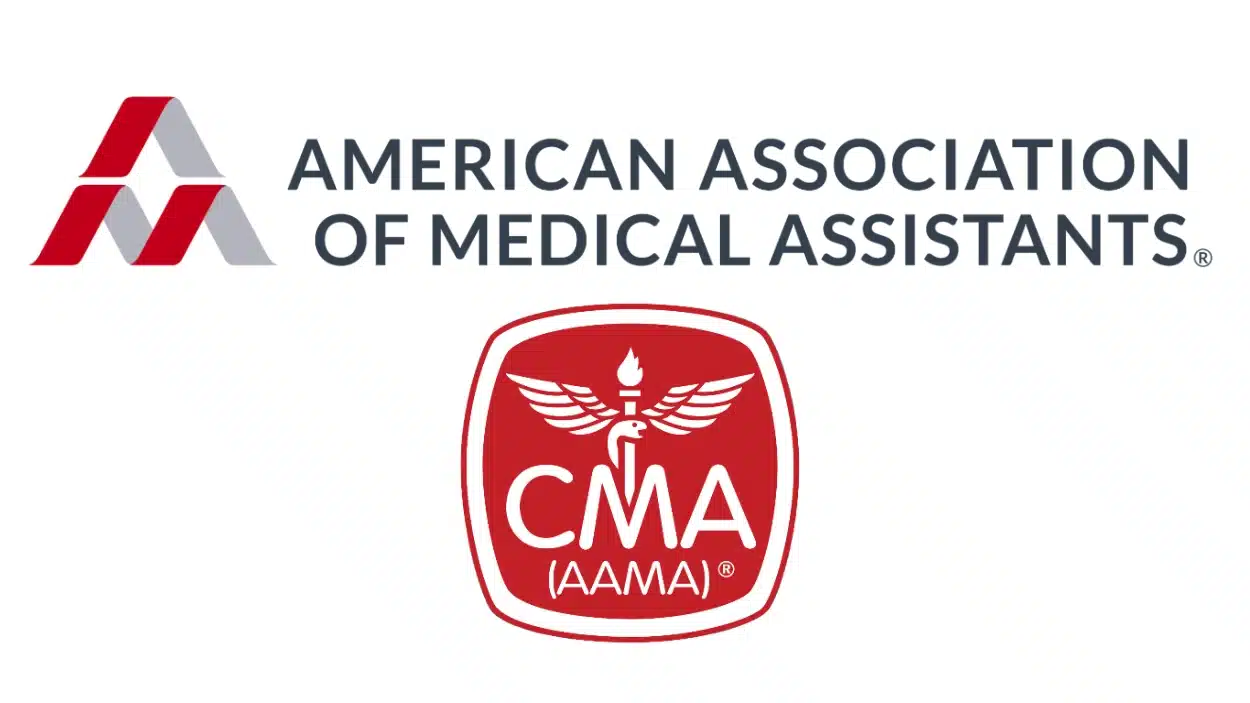 American Association of Medical Assistants (AAMA) alongside the Certified Medical Assistant (CMA) certification seal