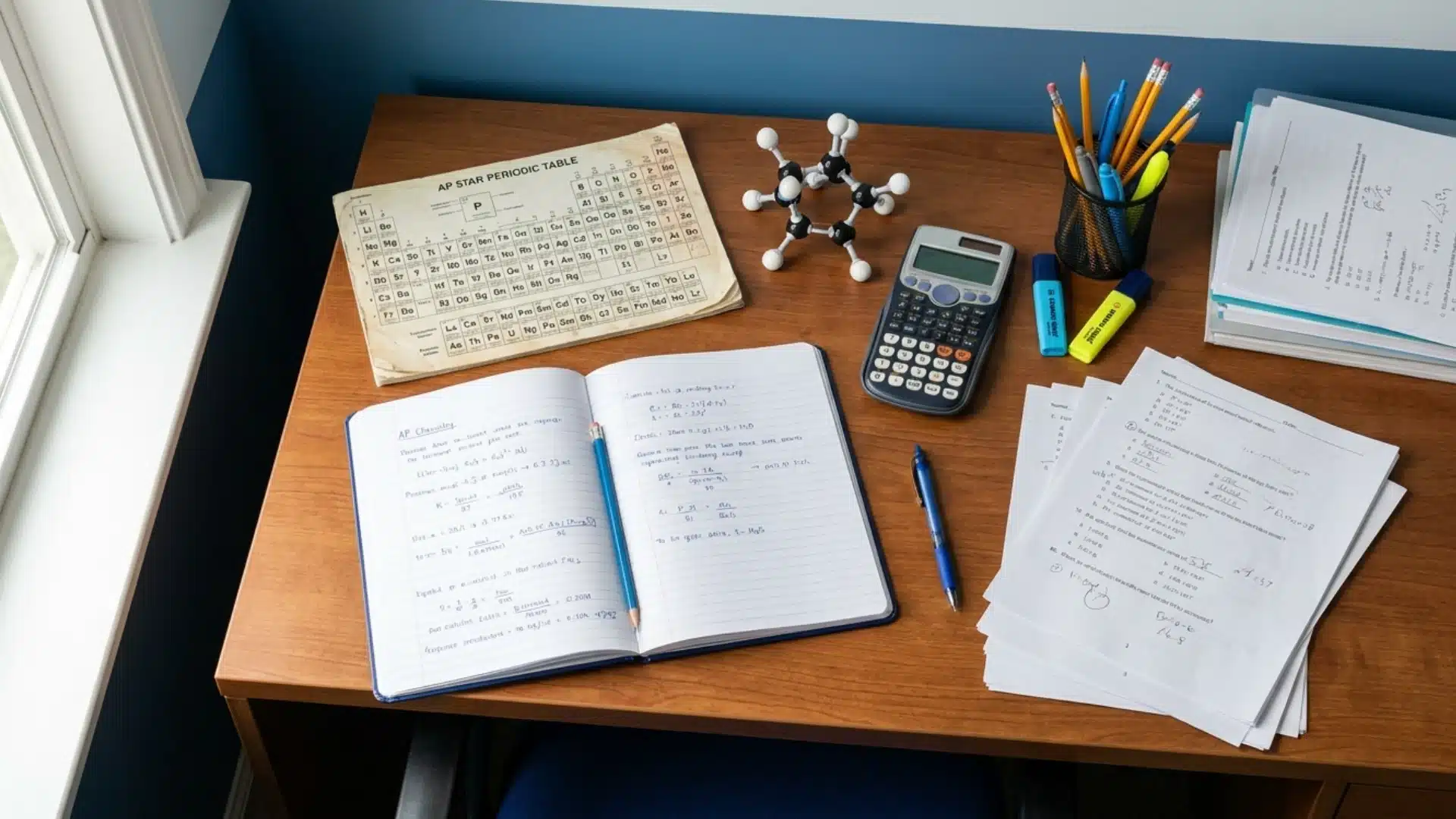 ap chemistry study guide with formulas, calculator, molecular model and periodic table