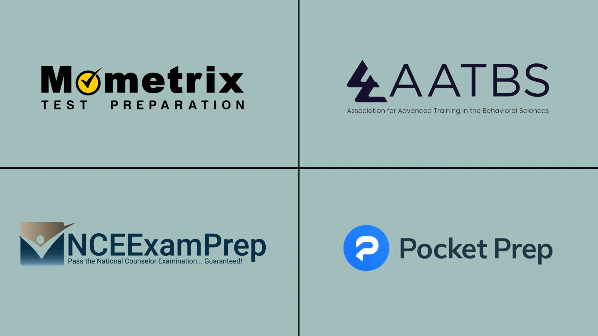 nce practice exam providers showing logos of popular preparation platforms for test prep