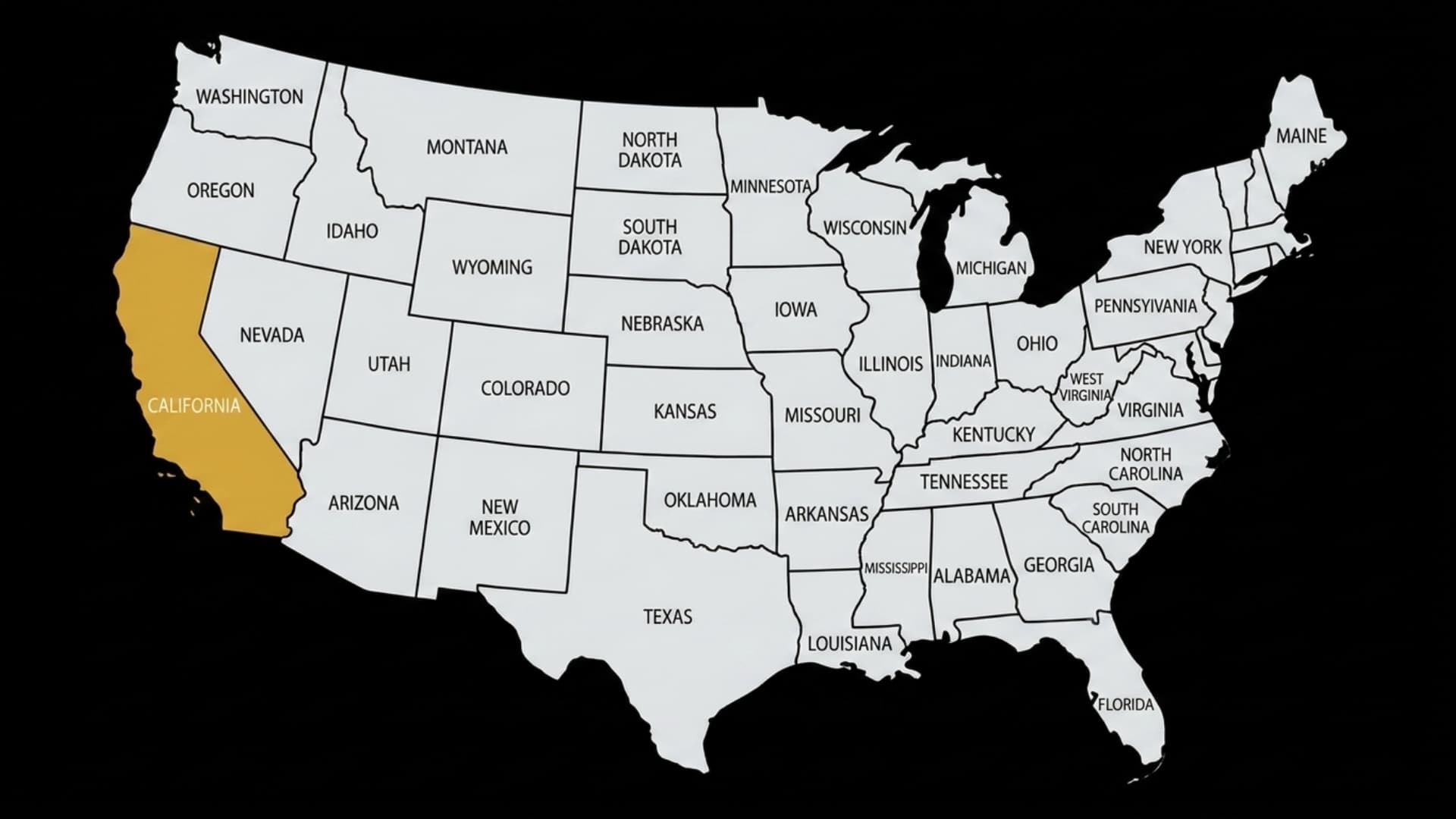 us map highlighting california as a state offering online lvn programs