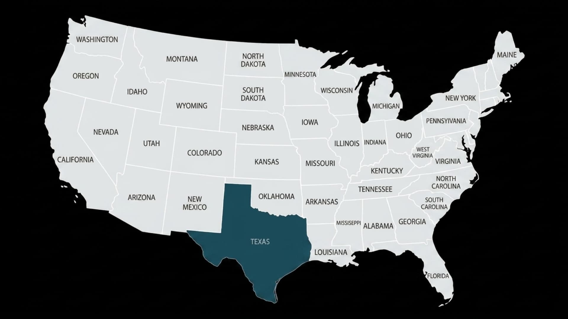 us map highlighting texas as a state offering online lvn programs